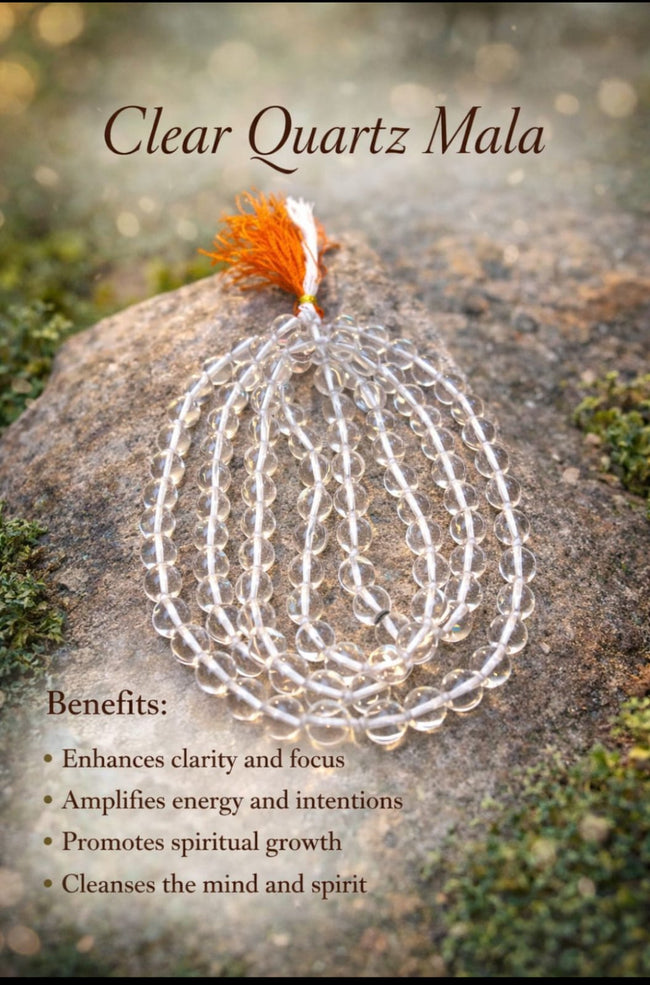 Clear Quartz Japa Mala Necklace